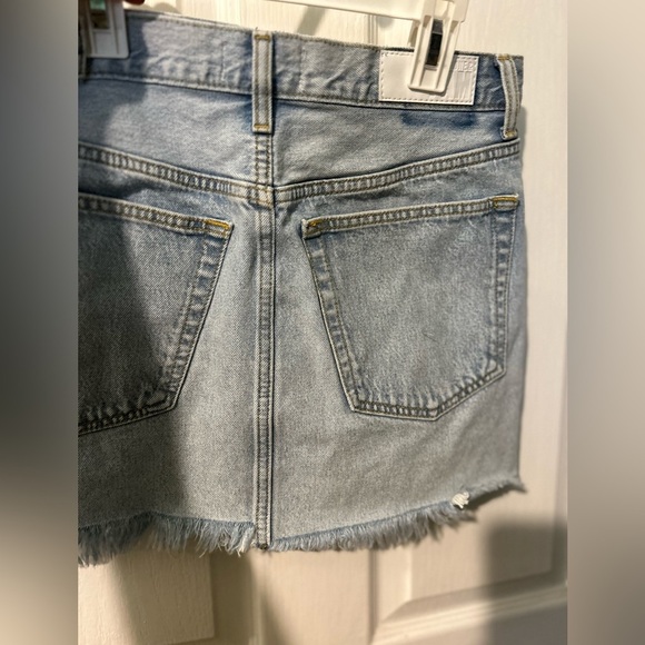 RE/DONE & PAM Mid Rise Wrap Jean Skirt Maliblue Size 27 - Picture 3 of 16